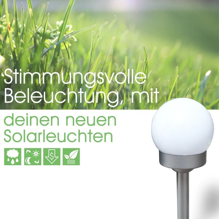 Solarleuchte Garten Solarlampe Kugel 2 x 3er Set Garten Wegeleuchte Außen – Bild 2