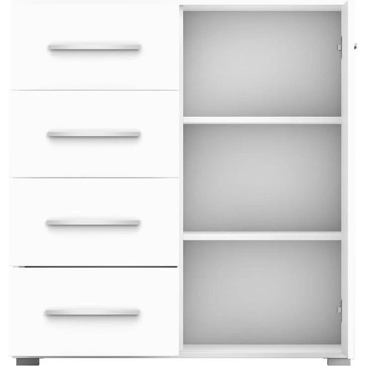 Deine Möbel 24 Kommode FAMI mini 90 cm breit Weiß Eiche Sonoma (Set, 1 St), Laminatplatte 16 cm – Bild 4