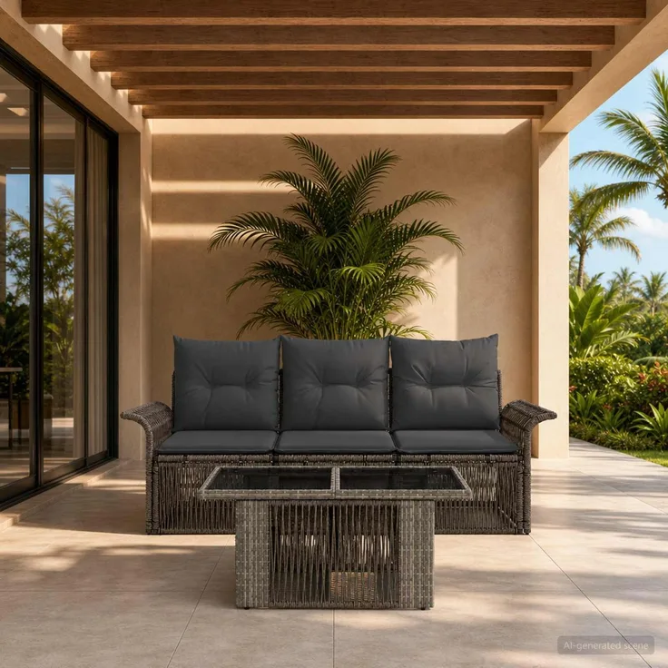 vidaXL Gartensofa-set 4 stk. Grau und Dunkelgrau Poly-Rattan 3436586