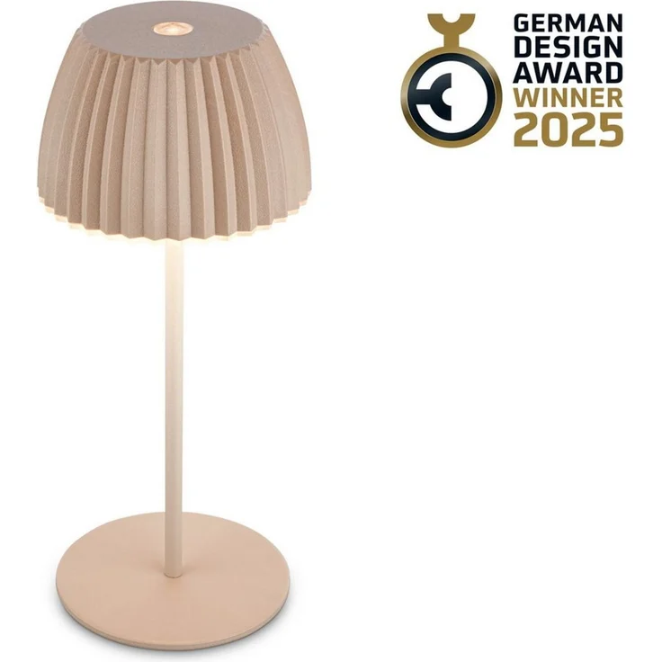 BRILONER - Riffle Mini LED Tischlampe kabellos IP44 mit Lichtkante, 8,5x20 cm, Touchdimmer, Akku tauschbar, Nachttischlampe, LED Lampe, Akku Lampe, German Design Award Winner 2025, Beige – Bild 2