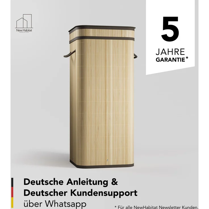 Gelber Sack Ständer aus Bambus I 80L Gelber Sack Behälter mit geruchsdichtem Deckel – Bild 6