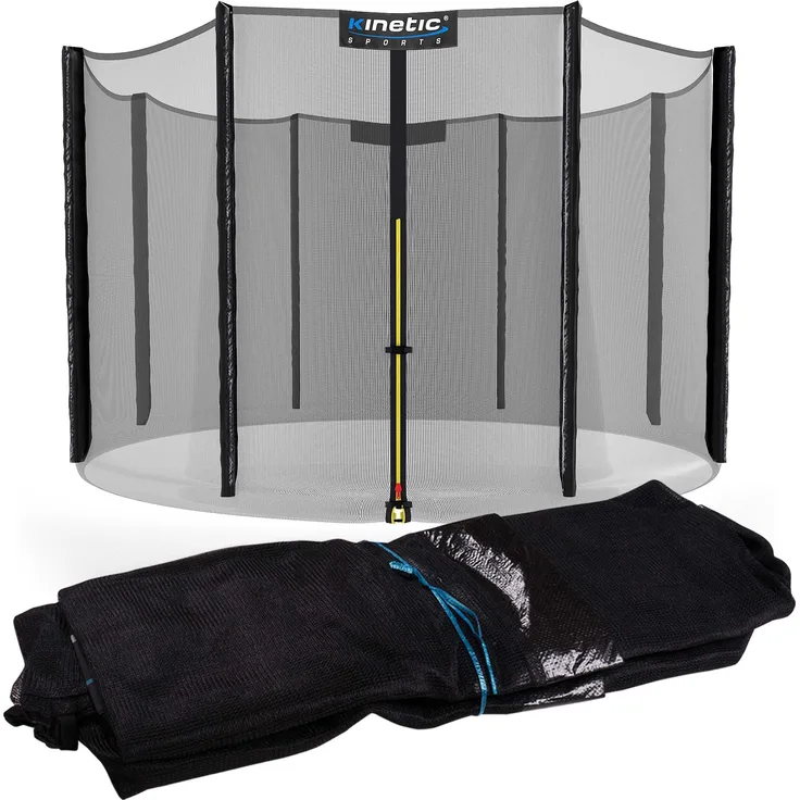KINETIC SPORTS Trampolin Sicherheitsnetz - Ersatznetz mit Reißverschluss und Sicherheitsclips, Schutznetz, UV-beständig, Ersatz Fangnetz für Gartentrampoline, Ø 305 cm