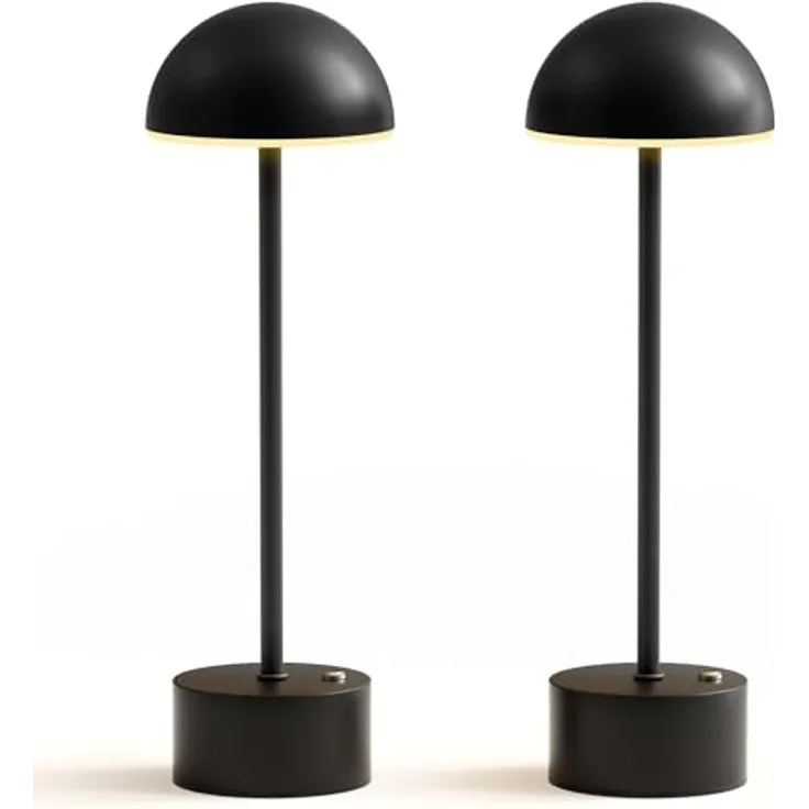 TOMONS LP01011, Schwarze LED Schreibtischlampe mit Touch-Steuerung, einstellbarer Helligkeit und Farbtemperatur, 4000mAh Akku, für Schlafzimmer, Wohnzimmer, Restaurant, Studie, Terrasse