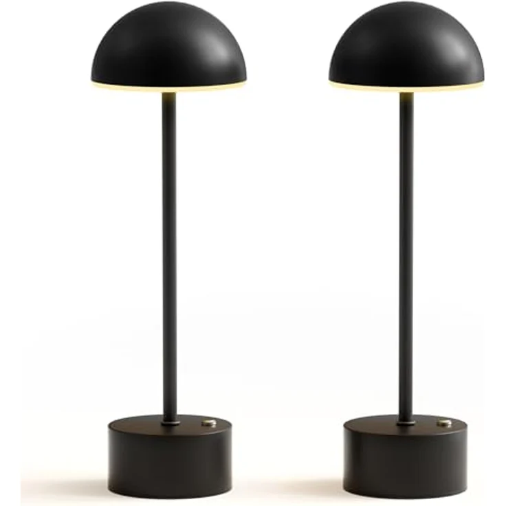 TOMONS LP01011, Schwarze LED Schreibtischlampe mit Touch-Steuerung, einstellbarer Helligkeit und Farbtemperatur, 4000mAh Akku, für Schlafzimmer, Wohnzimmer, Restaurant, Studie, Terrasse – Bild 1