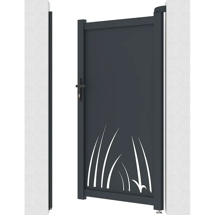 Vente-unique - BRAMENO Side gate Metall Grau - B 4,6 cm x H 176 cm x L 103 cm – Bild 4