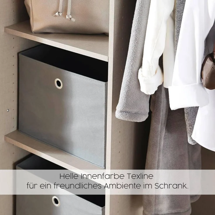 rauch Drehtürenschrank Kleiderschrank Schrank Garderobe Wäscheschrank BARI mit Spiegel mit Schubasten mittig, moderner Griff in Graumetallic MADE IN GERMANY – Bild 10