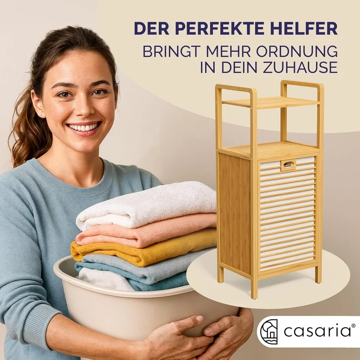 CASARIA® Wäschekorb, 2 Stück, Bambus natur, 30 x 40 x 95 cm – Bild 8