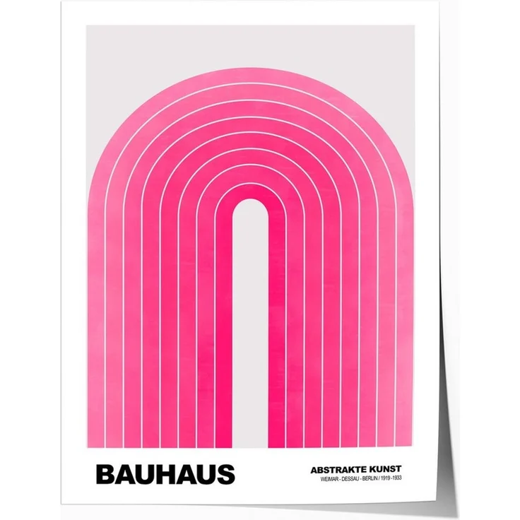 JUSTGOODMOOD Poster Bauhaus Abstrakte Kunst Pinke Retro Bogen Grafik im minimalistischen S, (1 St) – Bild 1