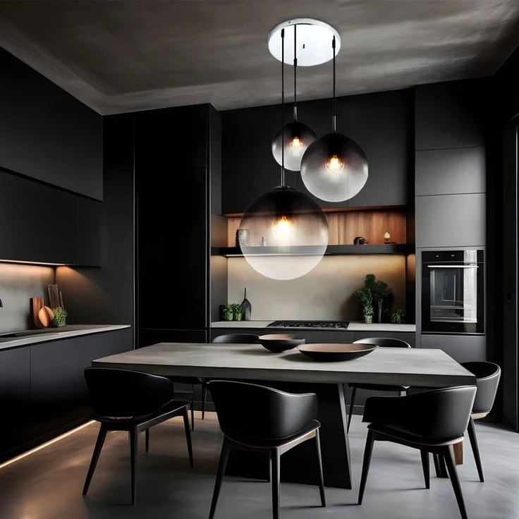 LED Hängelampe, Chrom, Glaskugeln, rauch, Höhe 120 cm – Bild 3