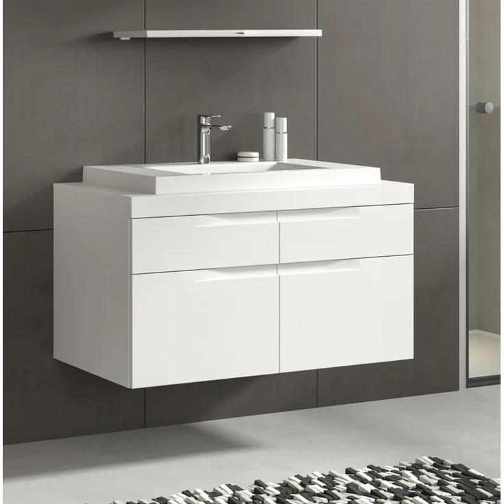 Waschbeckenunterschrank mit Waschbecken Gusto in weiß matt 100 cm – Bild 4