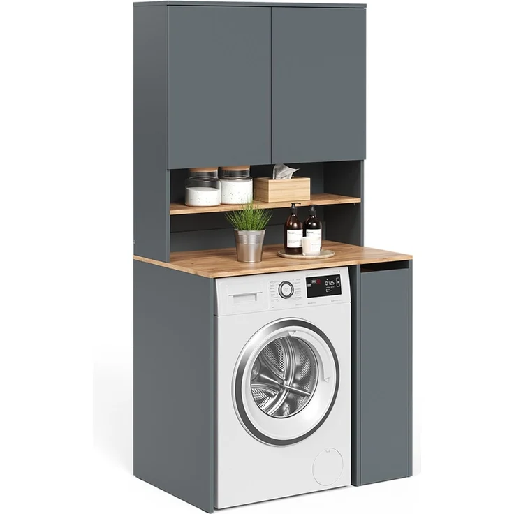 Waschmaschinenschrank Viktor Anthrazit/Goldkraft Eiche 93.6 x 88.2 cm 2 Teile mit Regal Vicco – Bild 5