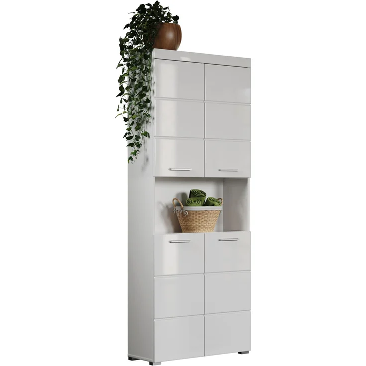 Trendteam 'Amanda' Hochschrank, Holz, Weiß Hochglanz, 190 x 31 x 73 cm – Bild 2