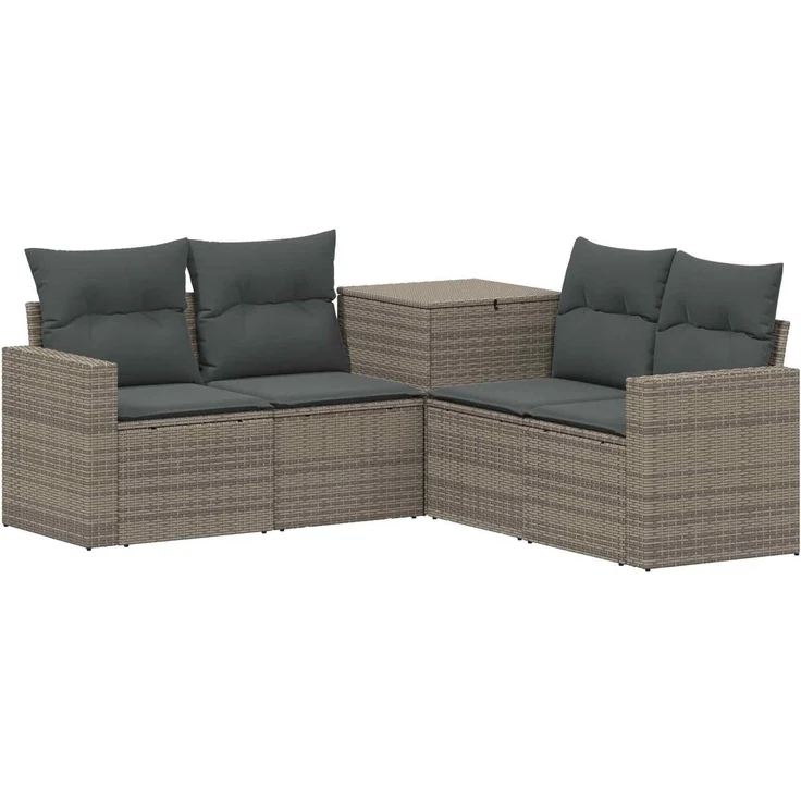 vidaXL Sofa Set 5 stk. Grau und Dunkelgrau Polyrattan und Stahl 3447858 – Bild 2