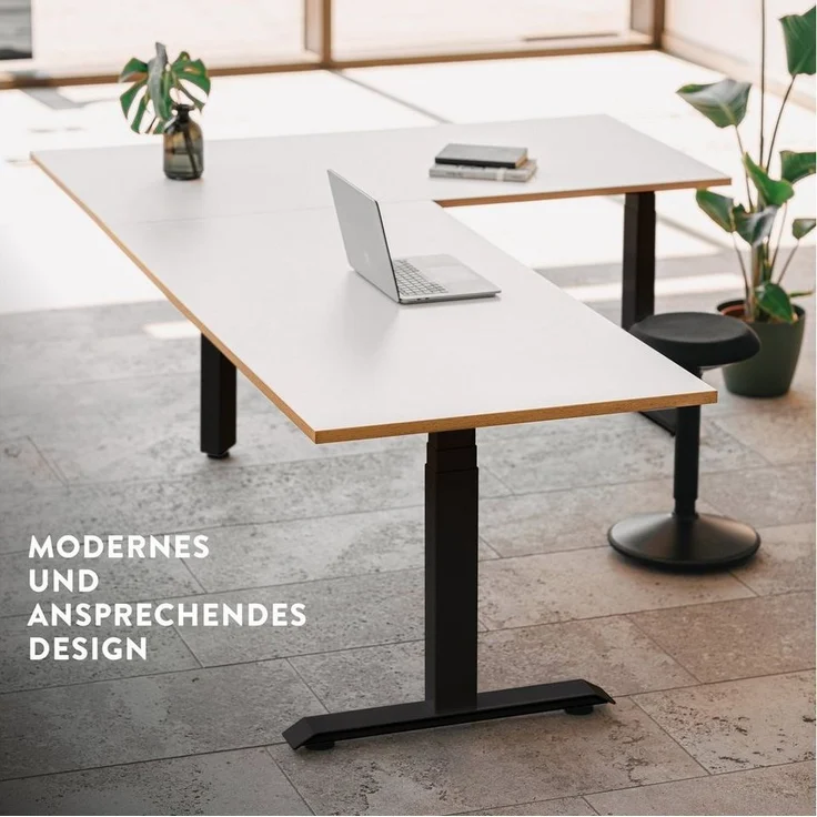 boho office® Eckschreibtisch Basic Line 90 (Tischgestell Schwarz), Stehschreibtisch elektrisch höhenverstellbar mit 3 Speicherplätzen – Bild 3
