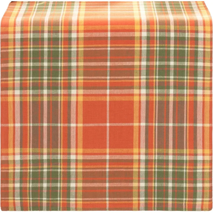 Elrene Home Fashions Hawley Plaid Harvest Herbst/Thanksgiving Baumwoll-Konsole Mittelstück/Tischläufer, 33x178 cm