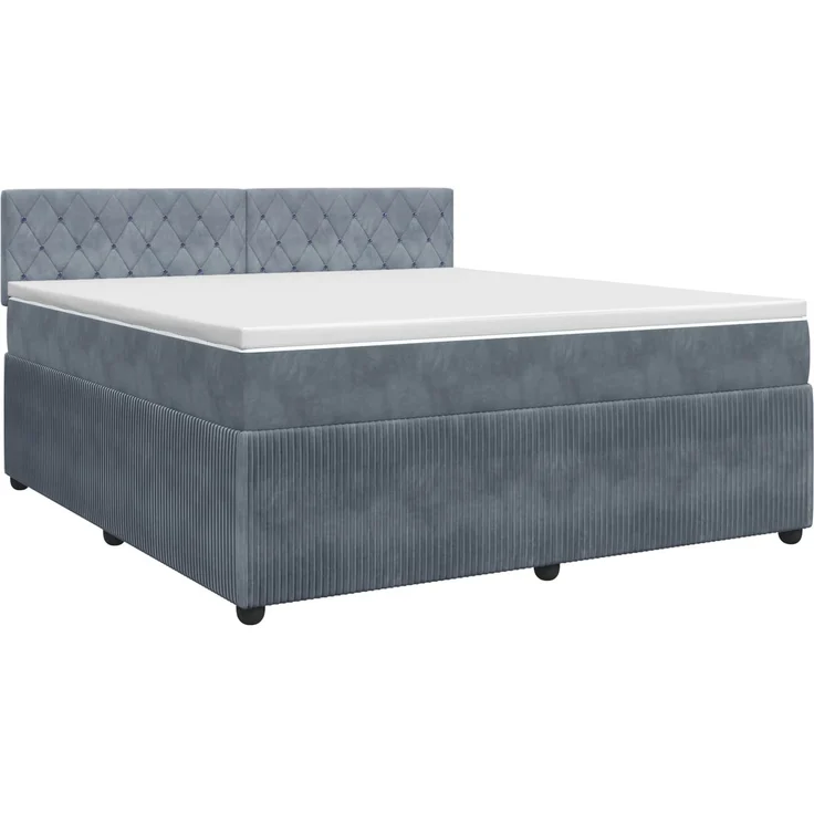vidaXL Boxspringbett mit Matratze Dunkelgrau 140 x 190 cm Samt 3451668 – Bild 2