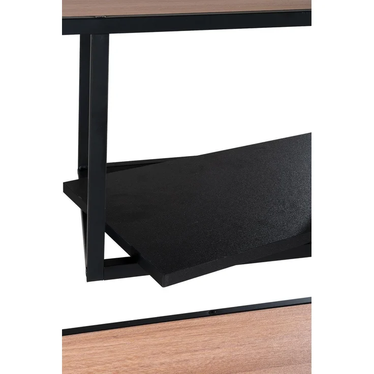 Regal Delia / 300.001753, Holzwerkstoff, Stahl, Schwarz, Holzfarben, 80 x 180 x 34 cm – Bild 3