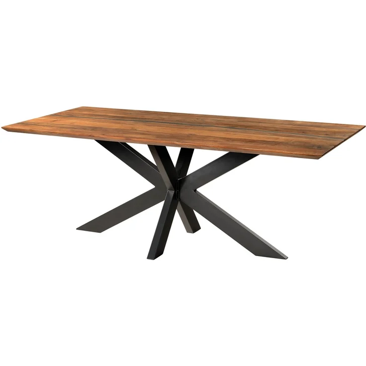 Esstisch Akazie 260x100x74 natur lackiert / Epoxid schwarz, Kreuzgestell anthrazit matt EPOXY – Bild 1