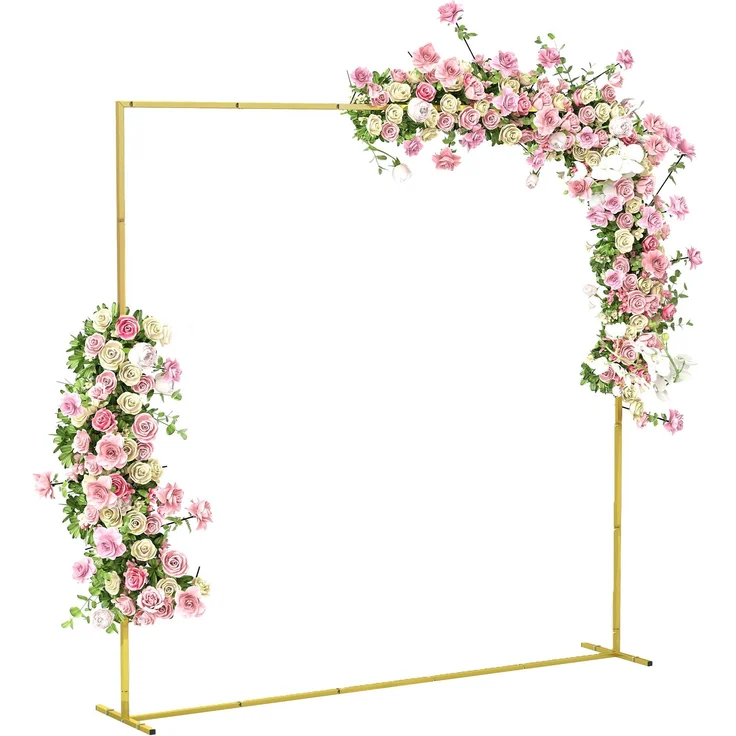 MELAYR, Goldener Metallbogen als Hintergrund für Hochzeiten, 2 m, Gartenbogen, Hochzeit, Blumenballonbogen, Golden – Bild 1