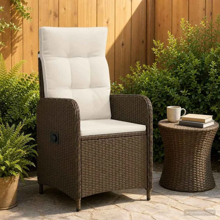 vidaXL Verstellbarer Gartenstuhl Braun und Creme Weiß 42027152 – Bild 1