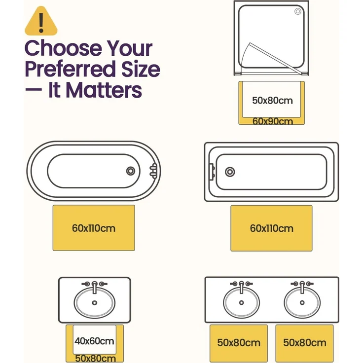 ABC Badematte 60 x 90 cm, rutschfest, weicher Badeteppich, saugfähige Badematte, maschinenwaschbar für Dusche, Badewanne und Toilette, Badezimmeraccessoires, weiß – Bild 2