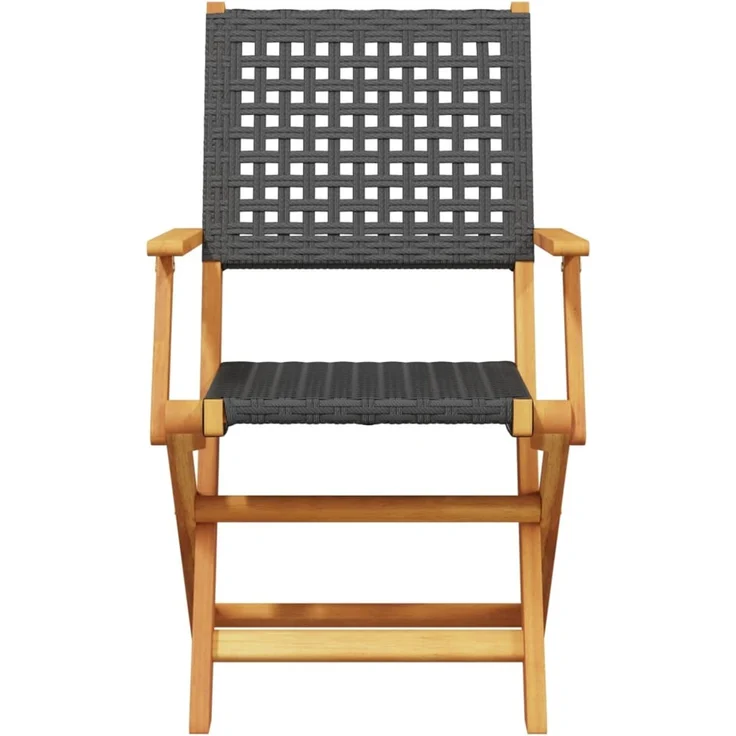 vidaXL Klappstühle, 2 Stück, schwarz, Massivholz Akazie und Polyrattan 367663 – Bild 5