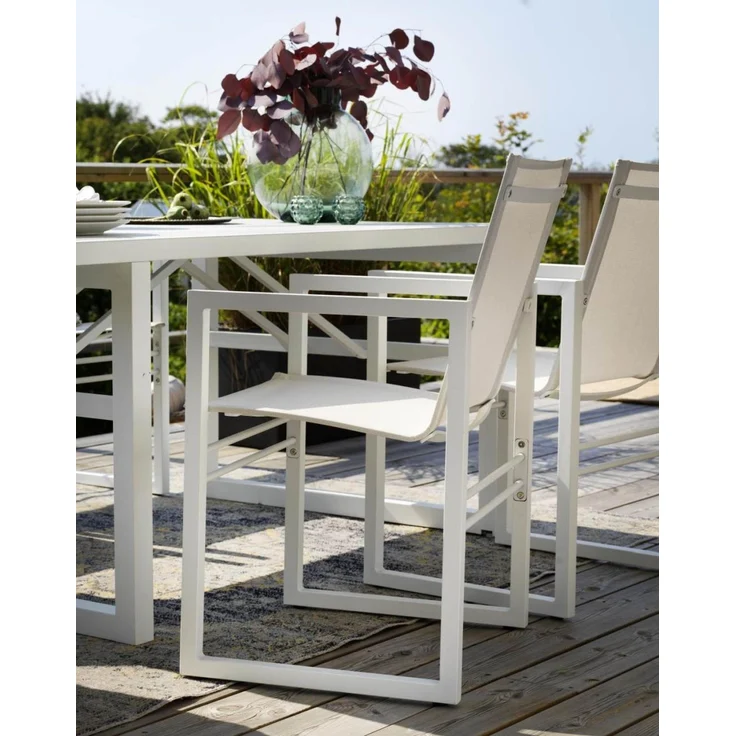 Gartenesstisch Vevi aus Aluminium, modern, weiß, 160x90 cm, für 4–6 Personen, Outdoor – Bild 4