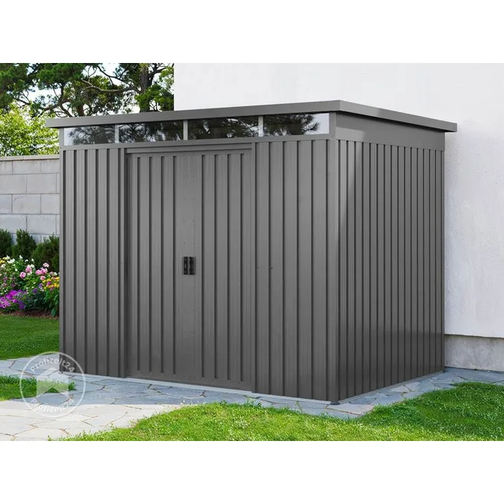 GFP Primeyard Gerätehaus Metall Gartenhaus 220x160x200 cm Geräteschuppen Schiebetür grau
