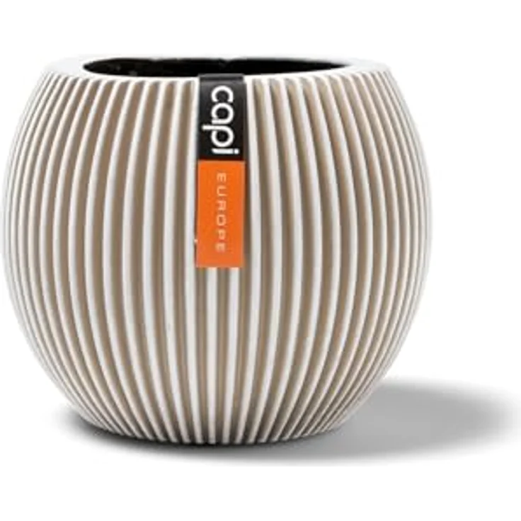 Capi Europe Übertopf rund Nature Groove, handgefertigt, Elfenbein, Ø 30 x H 25 cm aus Polyester – Bild 1