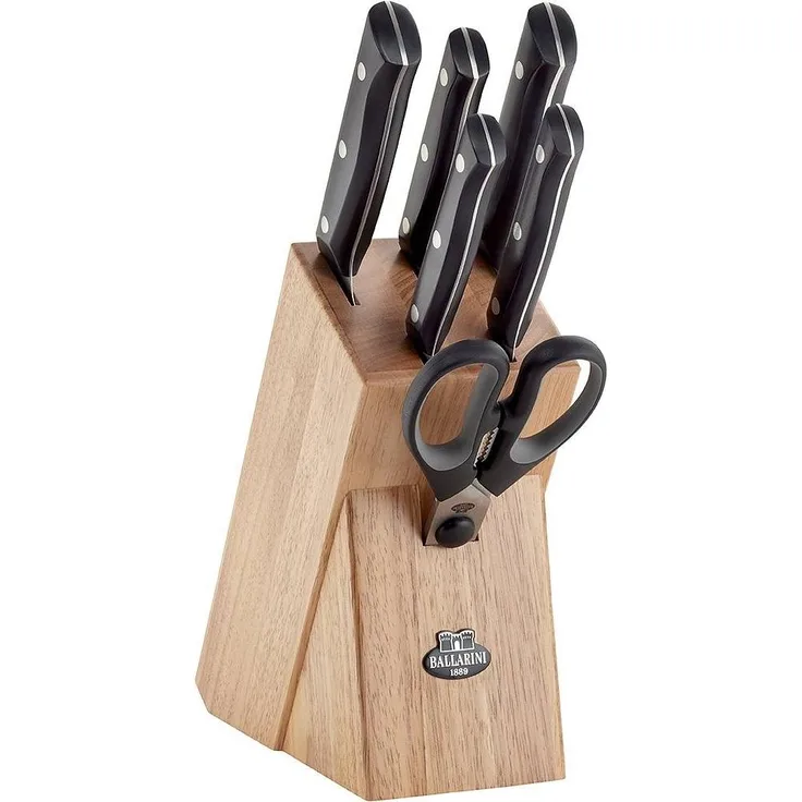 Ballarini Simeto 7 EL Black Edelstahl Küchenmesser in Block und Schere