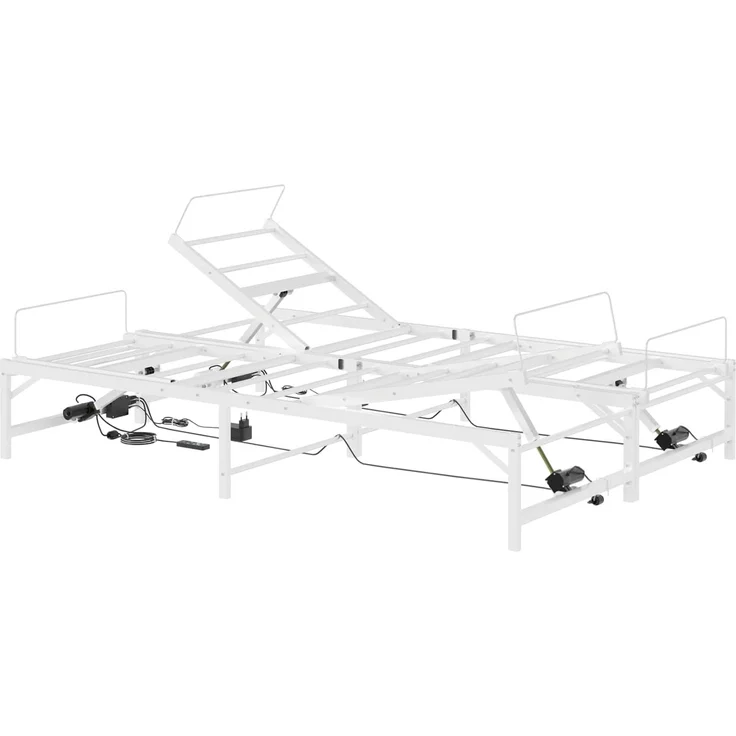 vidaXL Elektrisch verstellbares Bettgestell Weiß 137 x 190 cm Stahl 3438630 – Bild 2