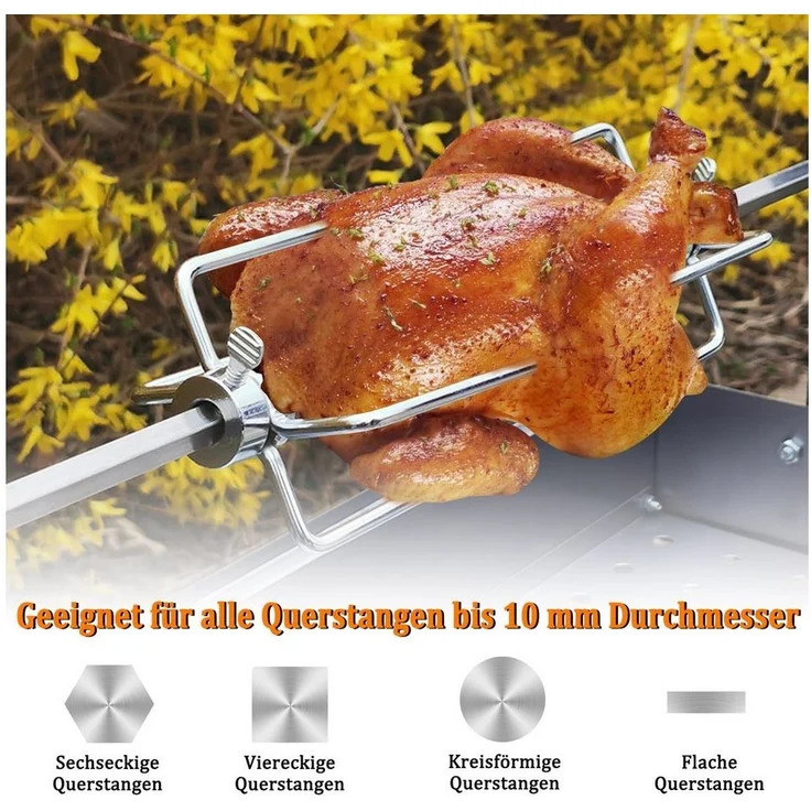 FIVMEN Fleischgabel Fleischnadeln Edelstahl Fleischklammer Grillspieß Grill für Drehspieß, Multifunktionale Klammern für Grillspieß 2 Stück per Set – Bild 3