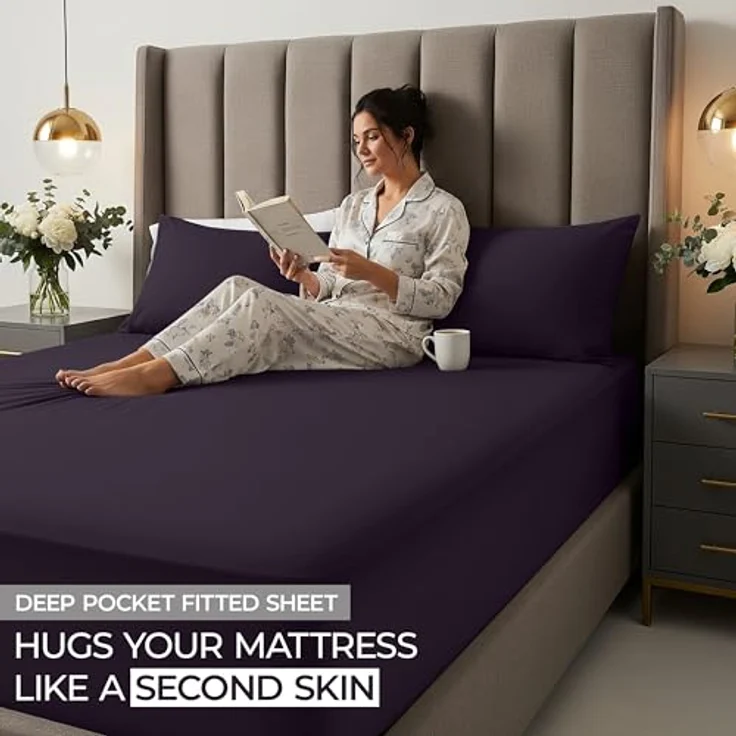 Utopia Bedding Spannbettlaken für King-Size-Bett, extra tiefes Spannbetttuch, passend für Matratzen bis zu 53,3 cm, schrumpft und lichtbeständig, pflegeleicht, nur 1 Spannbetttuch, tiefe Tasche – Bild 9