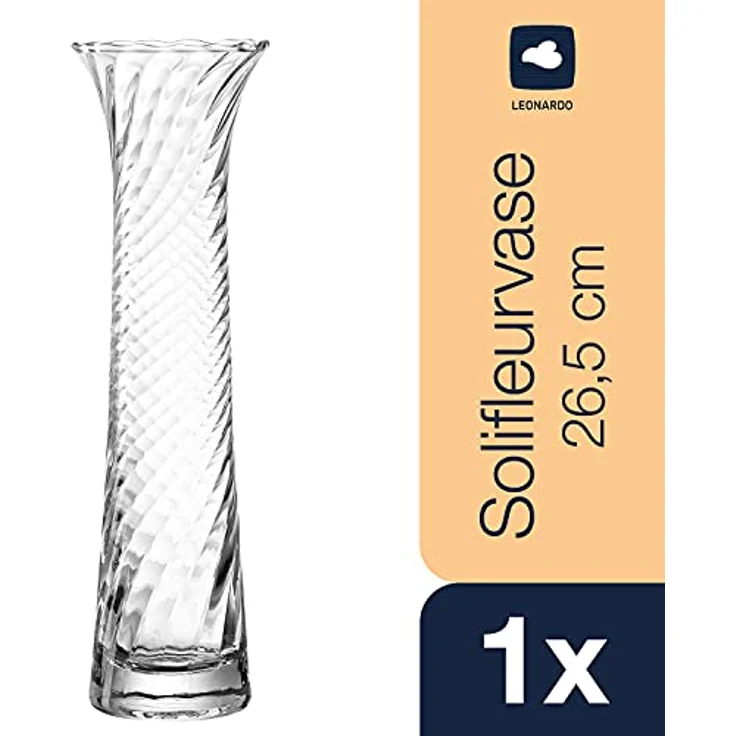 LEONARDO RAVENNA Solifleurvase, handgefertigte geschwungene Glasvase mit 3D Veredelung für Einzelblumen, Unikat, Höhe 26,5 cm, transparentes Klarglas, 018611 – Bild 2