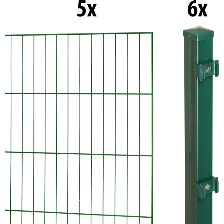 Garden 'N' More Einzelstabmattenzaun Set standard, 75 cm hoch, grün, 5 Elemente für 10 m, 6 Pfosten – Bild 2