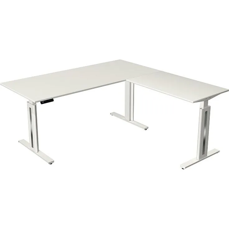 Kerkmann Move 3 fresh Schreibtisch Steh und Sitztisch mit Anbau (B) 180 x (T) 80 cm ahorn