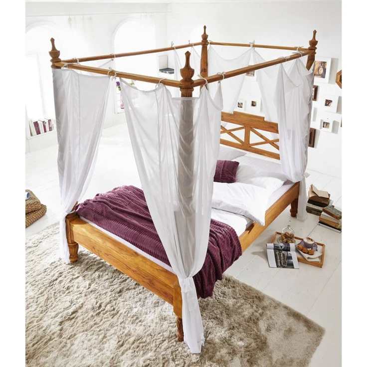 Himmelbett Sheesham 200x200x224 braun geölt NATURE BROWN #533 – Bild 3