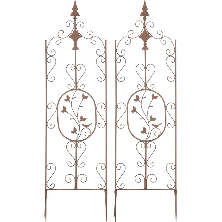 Rankgitter FALK 2er Set - 35x1x122cm, Metall, Antik-Braun | Rankhilfe Kletterpflanzen Gartendekoration – Bild 1