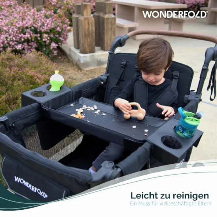 Wonderfold Flex Snack Tray für W und L Serie, Snacktablett mit umwandelbaren Getränkehaltern und anpassbaren Seitenwänden, schwarz – Bild 4