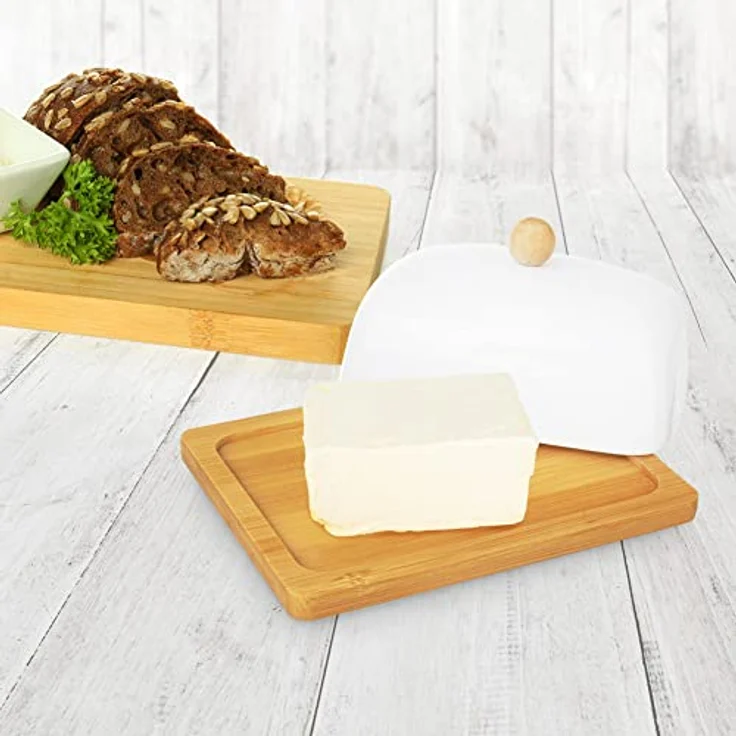 Orion Orion Butterdose aus Porzellan, Bambus-Butterdose, 13 x 8,5 x 16 cm – Bild 3
