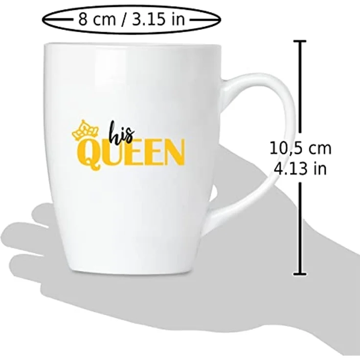 BRUBAKER Tasse Kaffeetassen Her King & His Queen mit Grußkarte, 2-tlg, Keramik, Kaffeebecher - 300 ml Tassen Geschenkset - in Geschenkbox – Bild 6