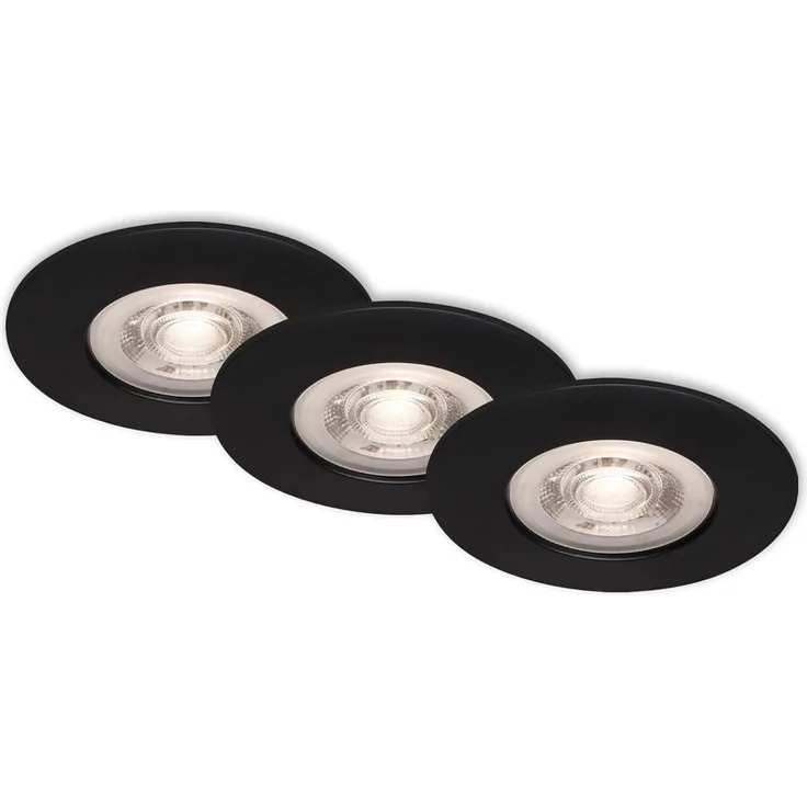 Di-Ka LED Einbauleuchte Kulana 3er Set schwarz-matt Ø 9 cm 4,9 W warmweiß
