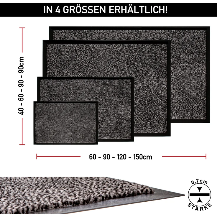 Schmutzfangmatte waschbare & leistungsstarke Fußmatte Sauberlaufmatte mit Rutschfester Rückseite Türmatte 90x120cm Beige-Schwarz – Bild 3