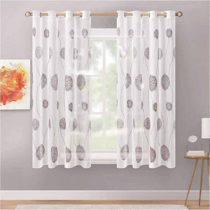 Delindo Lifestyle Gardine Serie Monique (2 St), Ösen, halbtransparent, Voile, Store mit dezenter Stickerei – Bild 5