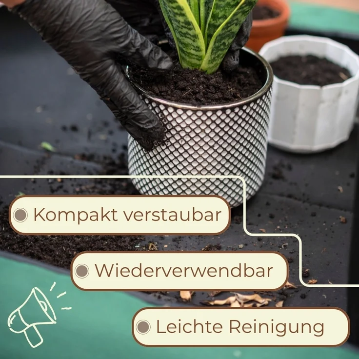 2er Set Pflanzen Umtopfmatte Wasserdicht Pflanzunterlage Faltbar Pflanzenmatte Pflanzwanne Tragbare Gartenmatte Robust Umpflanzmatte 40x40 Pflanzmatte Oxford 600D – Bild 6