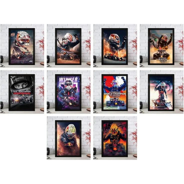 JUSTGOODMOOD Poster Formel 1 Max Verstappen Rennfahrer Helm Rennwagen Red Bull Deko Print, I (1 St)