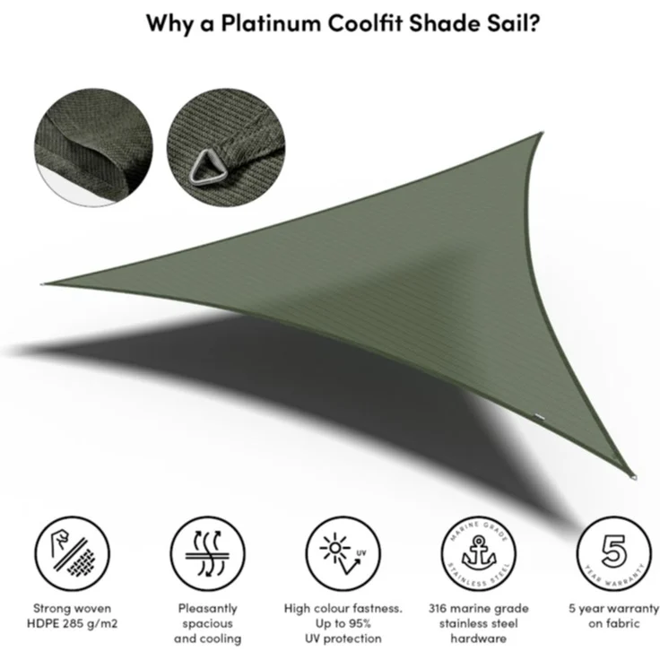 CoolfitSegel 3-Eck 5m olive, 5 x 5 x 5 m, HDPE olive, Polyethylen – Bild 5