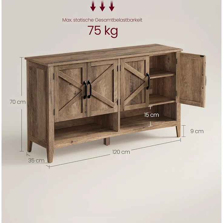 Vasagle Schuhschrank, Schuhregal, Schuhaufbewahrung, traditioneller amerikanischer Stil, Schuh-Organizer mit höhenverstellbaren Ablagen, Griffen, stabilen Beinen, Flur, honigbraun LBC039B01 – Bild 3