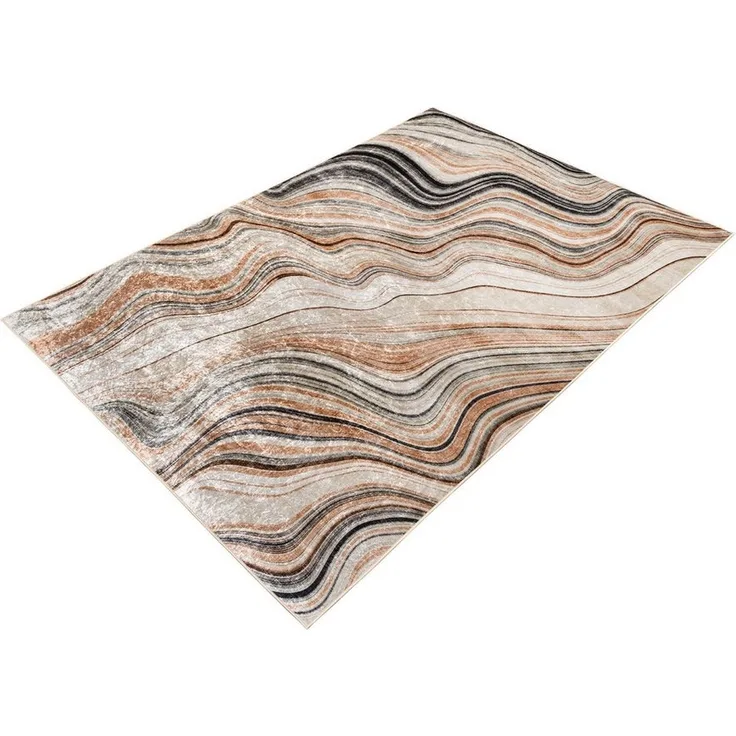 riess-ambiente Designteppich EARTH 230x160cm beige grau bunt · Kurzflor-Teppich im modernen Design, rechteckig, Höhe: 8 mm, Wohnzimmer · Indoor · pflegeleicht · Grafikmuster · Schlafzimmer