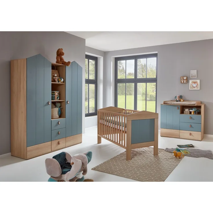3-teiliges Babymöbel-Komplettset »Roofy« mit 2-trg. Kleiderschrank, Salbei / Nagano Oak, Arthur Berndt